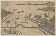 View of Fukagawa, Edo, Suzuki Harunobu Japanese, Woodblock print; ink and color on paper, Japan