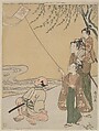 Kite Flying, Suzuki Harunobu Japanese, Woodblock print; ink and color on paper, Japan