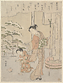 Poem by Fujiwara no Motozane (ca. 860) from the Series Thirty-Six Poets, Suzuki Harunobu Japanese, Woodblock print; ink and color on paper with embossing (karazuri), Japan