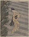 Young Woman Climbing Stone Stairs to a Shinto Temple, Suzuki Harunobu Japanese, Woodblock print; ink and color on paper, Japan