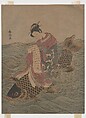 Young Woman Riding a Carp, Suzuki Harunobu Japanese, Woodblock print (nishiki-e); ink and color on paper, Japan
