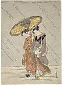 Two Women in a Storm, Suzuki Harunobu Japanese, Woodblock print; ink and color on paper, Japan