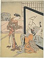 Courtesan and Shinzō, Suzuki Harunobu Japanese, Woodblock print; ink and color on paper, Japan