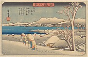 Evening Snow at Uchikawa, Utagawa Hiroshige  Japanese, Woodblock print; ink and color on paper, Japan