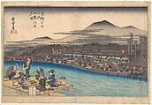 Cooling off in the Evening at Shijogawara, Utagawa Hiroshige Japanese, Woodblock print; ink and color on paper, Japan