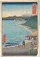 View of Mount Fuji from Seven-ri Beach, Province of Sagami (Sōshū: Shichi-ri ga hama), from the series Thirty-six Views of Mount Fuji (Fugaku sanjūrokkei), Utagawa Hiroshige  Japanese, Woodblock print; ink and color on paper, Japan