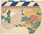 Chrysanthemums in Fan-shaped Design, Utagawa Hiroshige  Japanese, Woodblock print; ink and color on paper, Japan