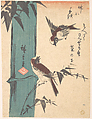 Bamboo and Sparrows, Utagawa Hiroshige  Japanese, Woodblock print; ink and color on paper, Japan