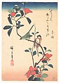 Japanese White-eye and Titmouse on a Camellia Branch, Utagawa Hiroshige  Japanese, Woodblock print, Japan
