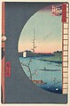 The Suijin Temple Grove, Uchikawa, and the Village of Sekiya, Utagawa Hiroshige  Japanese, Woodblock print; ink and color on paper, Japan