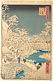 Taiko Bridge, Meguro, on a Snowy Evening, Utagawa Hiroshige Japanese, Woodblock print; ink and color on paper, Japan