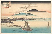 Geese Flying Down to Katada, Utagawa Hiroshige  Japanese, Woodblock print; ink and color on paper, Japan