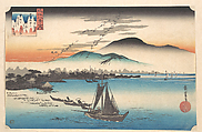 Geese Alighting at Katada, Lake Biwa, Utagawa Hiroshige  Japanese, Woodblock print; ink and color on paper, Japan