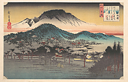 Vesper Bell at Mii Temple, Lake Biwa, Utagawa Hiroshige  Japanese, Woodblock print; ink and color on paper, Japan