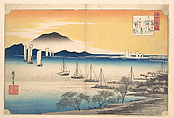 Sailing Boats Returning to Yabase, Lake Biwa, Utagawa Hiroshige  Japanese, Woodblock print; ink and color on paper, Japan