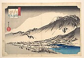 Evening Snow on Mount Hira, Utagawa Hiroshige  Japanese, Woodblock print; ink and color on paper, Japan