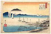 Fishing Boats Returning to Yabase, Utagawa Hiroshige  Japanese, Woodblock print; ink and color on paper, Japan