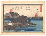 Evening Rain at Karasaki, from the series Eight Views of Ōmi (Ōmi hakkei), Utagawa Hiroshige Japanese, Woodblock print; ink and color on paper, Japan