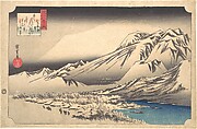 Evening Snow on Mount Hira, Utagawa Hiroshige Japanese, Woodblock print; ink and color on paper, Japan