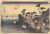 Tiger Rain at Ōiso Station, Utagawa Hiroshige Japanese, Woodblock print; ink and color on paper, Japan