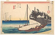 Station Forty-Three: Kuwana, Seven-Ri Ferry at the Port, from the Fifty-Three Stations of the Tokaido, Utagawa Hiroshige  Japanese, Woodblock print; ink and color on paper, Japan