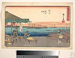 Shinagawa Samesu Asa no Kei, Utagawa Hiroshige Japanese, Woodblock print; ink and color on paper, Japan