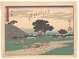 Shōno, from the series The Fifty-three Stations of the Tōkaidō Road, Utagawa Hiroshige Japanese, Woodblock print; ink and color on paper, Japan