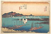 Panorama of Miwo Pine Wood from Ejiri, Utagawa Hiroshige  Japanese, Woodblock print; ink and color on paper, Japan