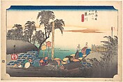 Station Thirty-Eight: Fujikawa, Scene at the Border, from the Fifty-Three Stations of the Tokaido, Utagawa Hiroshige Japanese, Woodblock print; ink and color on paper, Japan