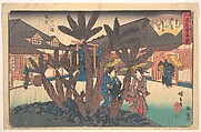 Fukagawa Hachiman Keidai (Niken Jya-ya), Woodblock print; ink and color on paper, Japan