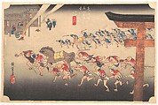 Festival at Atsuta Temple, Utagawa Hiroshige  Japanese, Woodblock print; ink and color on paper, Japan