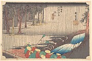 Spring Rain at Tsuchiyama (50th Station of the Tōkaidō), Utagawa Hiroshige Japanese, Woodblock print; ink and color on paper, Japan