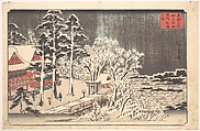 “Clear Weather after Snow in the Precincts of the Kanda Myōjin Shrine” (Kanda Myōjin keidai yukibare no zu), from the series Famous Places in the Eastern Capital (Tōto meisho), Woodblock print; ink and color on paper, Japan