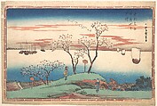 Evening Cherry Blossoms at Gotenyama, Utagawa Hiroshige  Japanese, Woodblock print; ink and color on paper, Japan