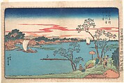 A View of Cherry Trees in Leaf along the Sumida River, Utagawa Hiroshige  Japanese, Woodblock print; ink and color on paper, Japan