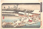 Tenmangū Shrine at Kameido in Snow, Utagawa Hiroshige  Japanese, Woodblock print; ink and color on paper, Japan