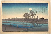 Autumn Moon on the Tama River, Utagawa Hiroshige  Japanese, Woodblock print; ink and color on paper, Japan