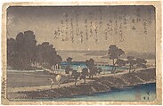 Evening Rain in Azuma Wood, Utagawa Hiroshige  Japanese, Woodblock print; ink and color on paper, Japan