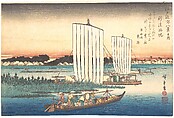 Boats Returning to Gyotoku, Utagawa Hiroshige  Japanese, Woodblock print; ink and color on paper, Japan