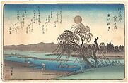 Autumn Moon on the Tama River, Utagawa Hiroshige  Japanese, Woodblock print; ink and color on paper, Japan