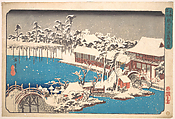 Kameido Tenmangu Keidai no Yuki, Utagawa Hiroshige Japanese, Woodblock print; ink and color on paper, Japan