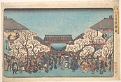 Yoshiwara Yo Zakura no Zu, Woodblock print; ink and color on paper, Japan