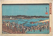 Ryogoku Hanabi no Zu, Utagawa Hiroshige Japanese, Woodblock print; ink and color on paper, Japan