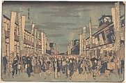 Picture of the Theatres in Sakai Cho, Utagawa Hiroshige Japanese, Woodblock print; ink and color on paper, Japan