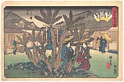 Tea-house inside Hachiman Shrine, Utagawa Hiroshige  Japanese, Woodblock print; ink and color on paper, Japan