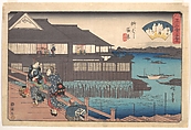 The Manpachi at Evening in Yanagibashi, Utagawa Hiroshige Japanese, Woodblock print; ink and color on paper, Japan