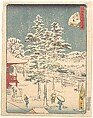 Kanda Temple Snow, Utagawa Hiroshige  Japanese, Woodblock print; ink and color on paper, Japan