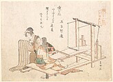 The Weaving Factory, Katsushika Hokusai  Japanese, Woodblock print (surimono); ink and color on paper, Japan