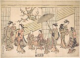 Children Play-acting a Daimyo Procession, Torii Kiyomitsu Japanese, Woodblock print; ink and color on paper, Japan