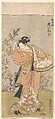 The Actor Onoya Matsusuke, in Female Robe of O-Kane, Adjusts the Comb in His Hair, Torii Kiyomitsu Japanese, Woodblock print; ink and color on paper, Japan